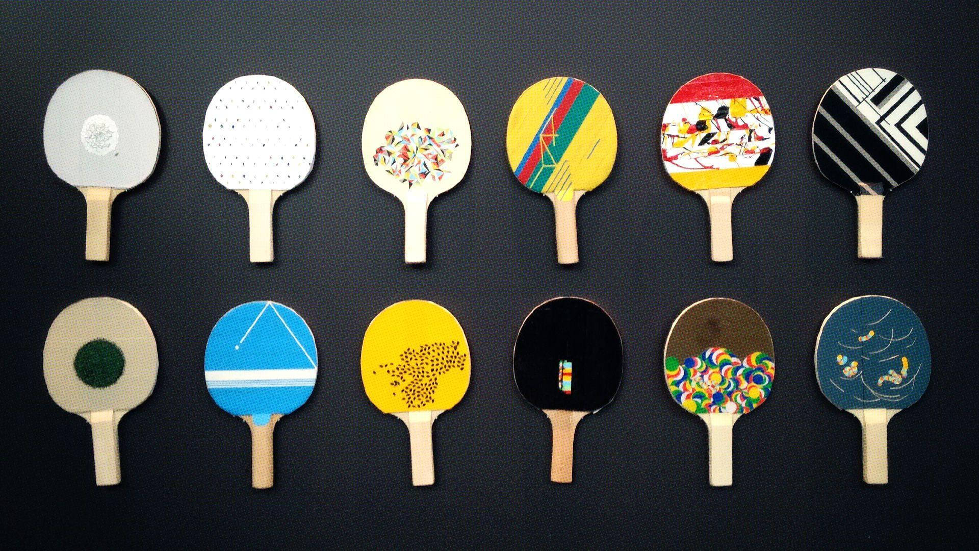 table tennis racket, table tennis paddles, colorful artistic patterns, Full HD Desktop Wallpaper