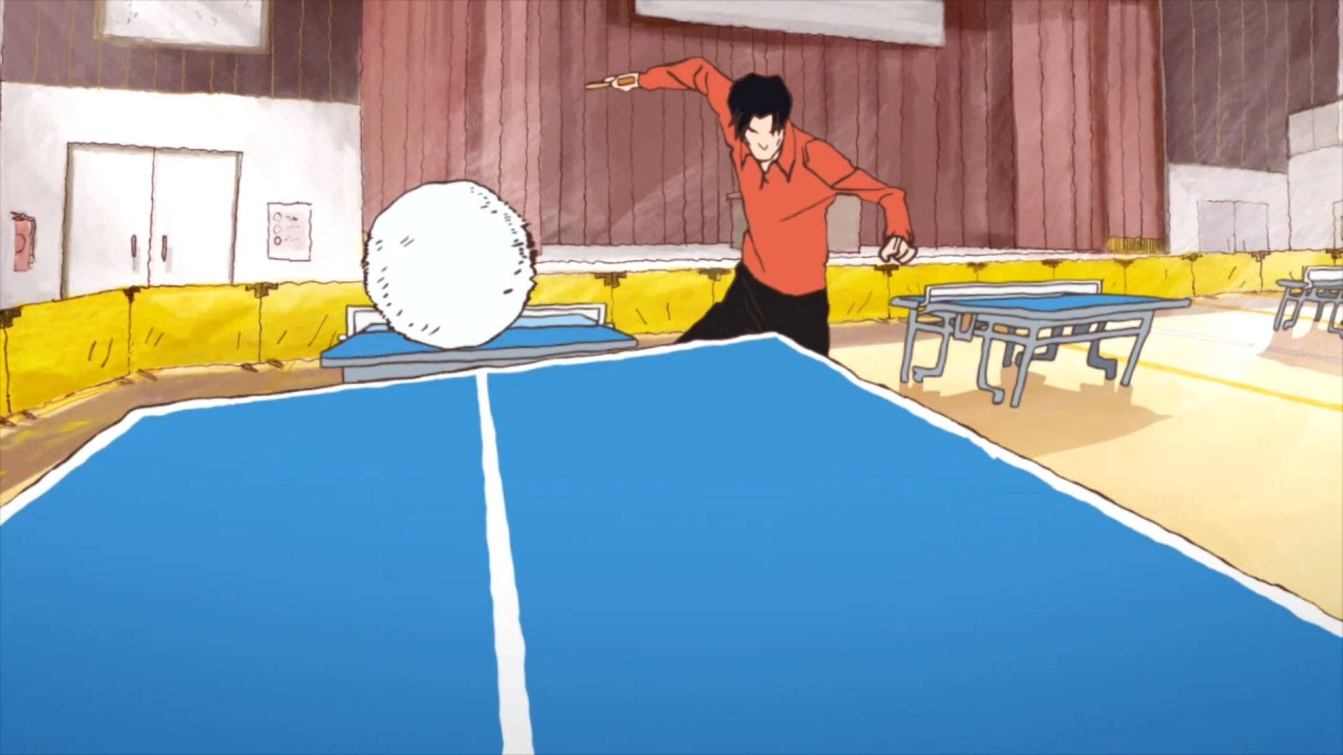 table tennis, anime-style, red shirt, Full HD Desktop Wallpaper