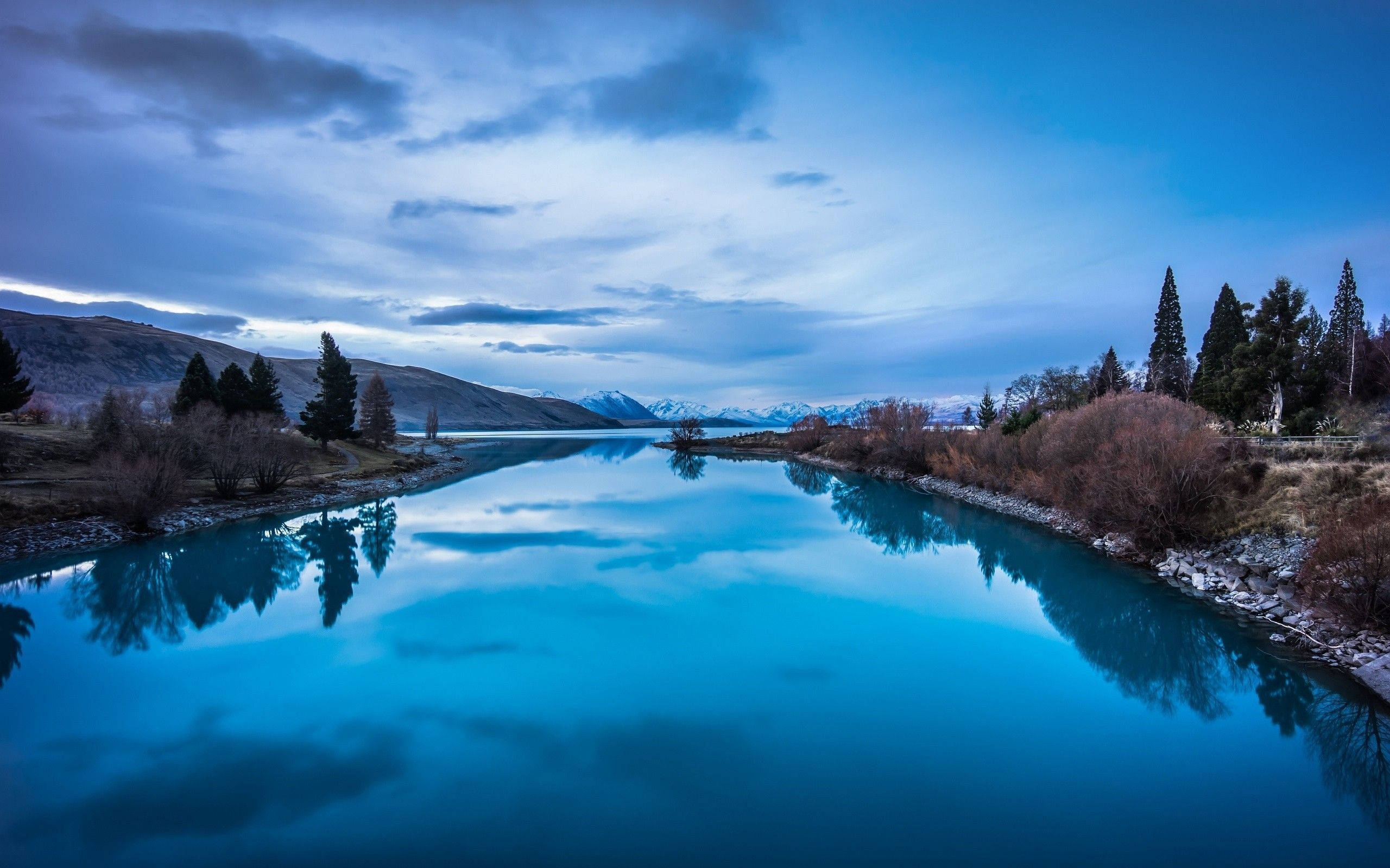 HD Tablet, lake, twilight, 2K Desktop Wallpaper