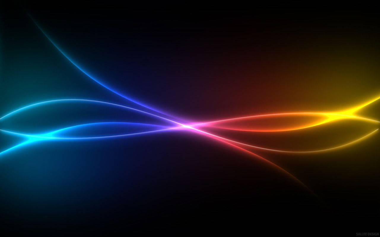 HD Tablet, neon curve lines, vibrant blue, HD Desktop Wallpaper