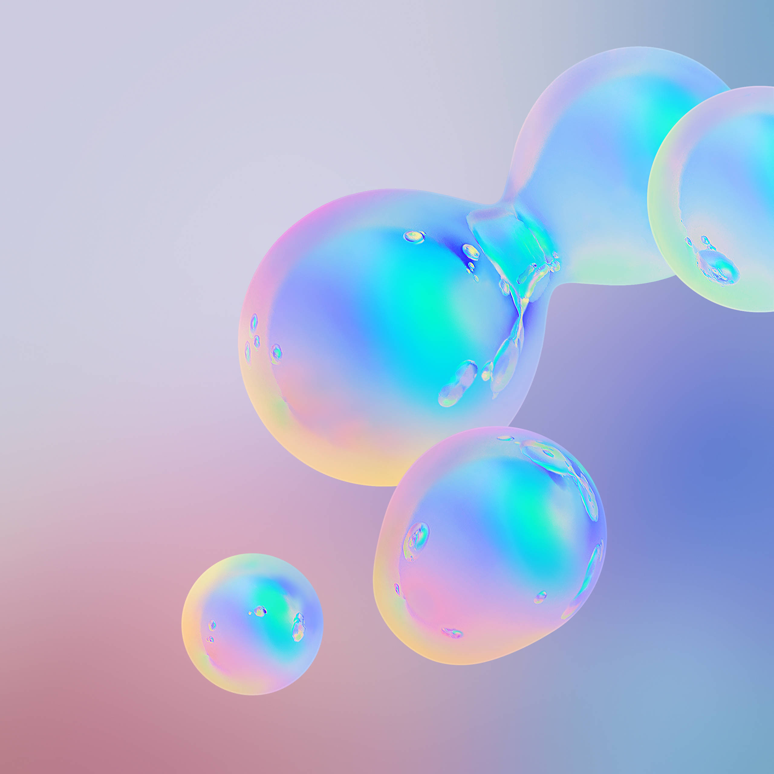 Ultra HD Tablet, iridescent soap bubbles, pastel pink, 2K Desktop Wallpaper