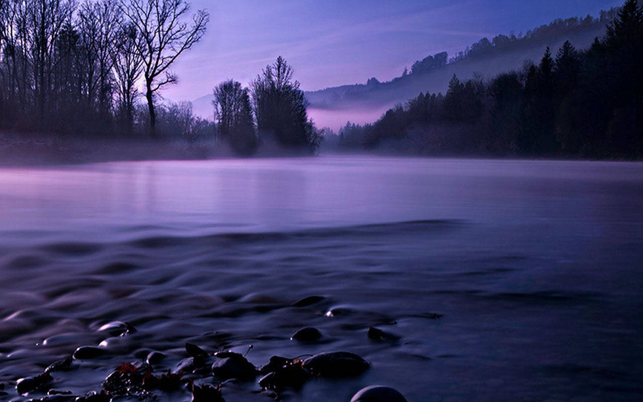 HD Tablet, purple aesthetic, lake, HD Desktop Wallpaper