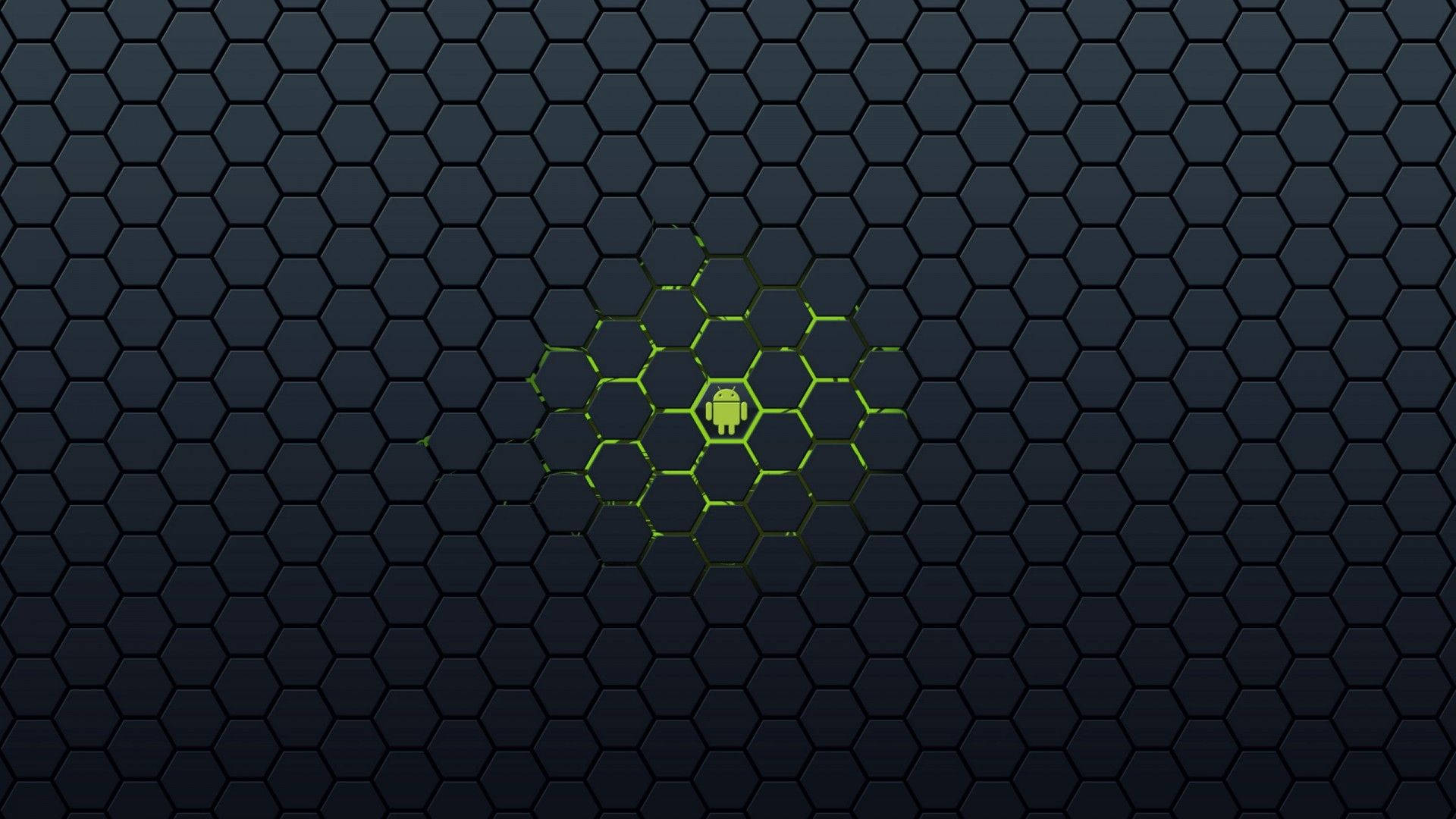 Android logo, HD Tablet, dark hexagonal grid pattern, Full HD Desktop Wallpaper
