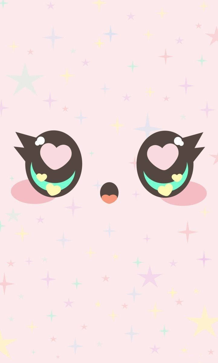 Heart Eyes Cute Tablet, pastel pink, starry background, SD Phone Wallpaper