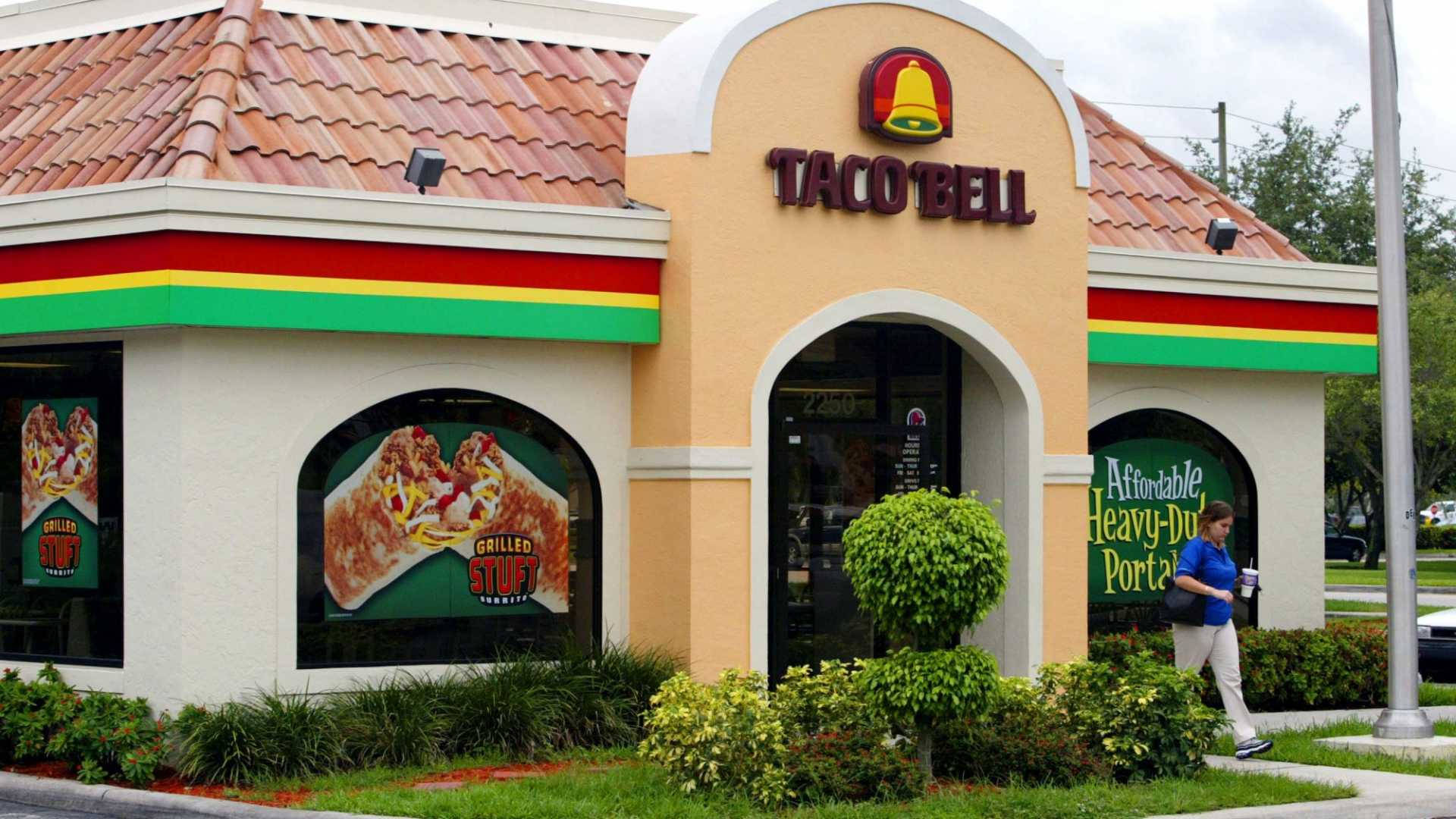 Taco Bell, red yellow and green trim, large food posters, Full HD Desktop Wallpaper