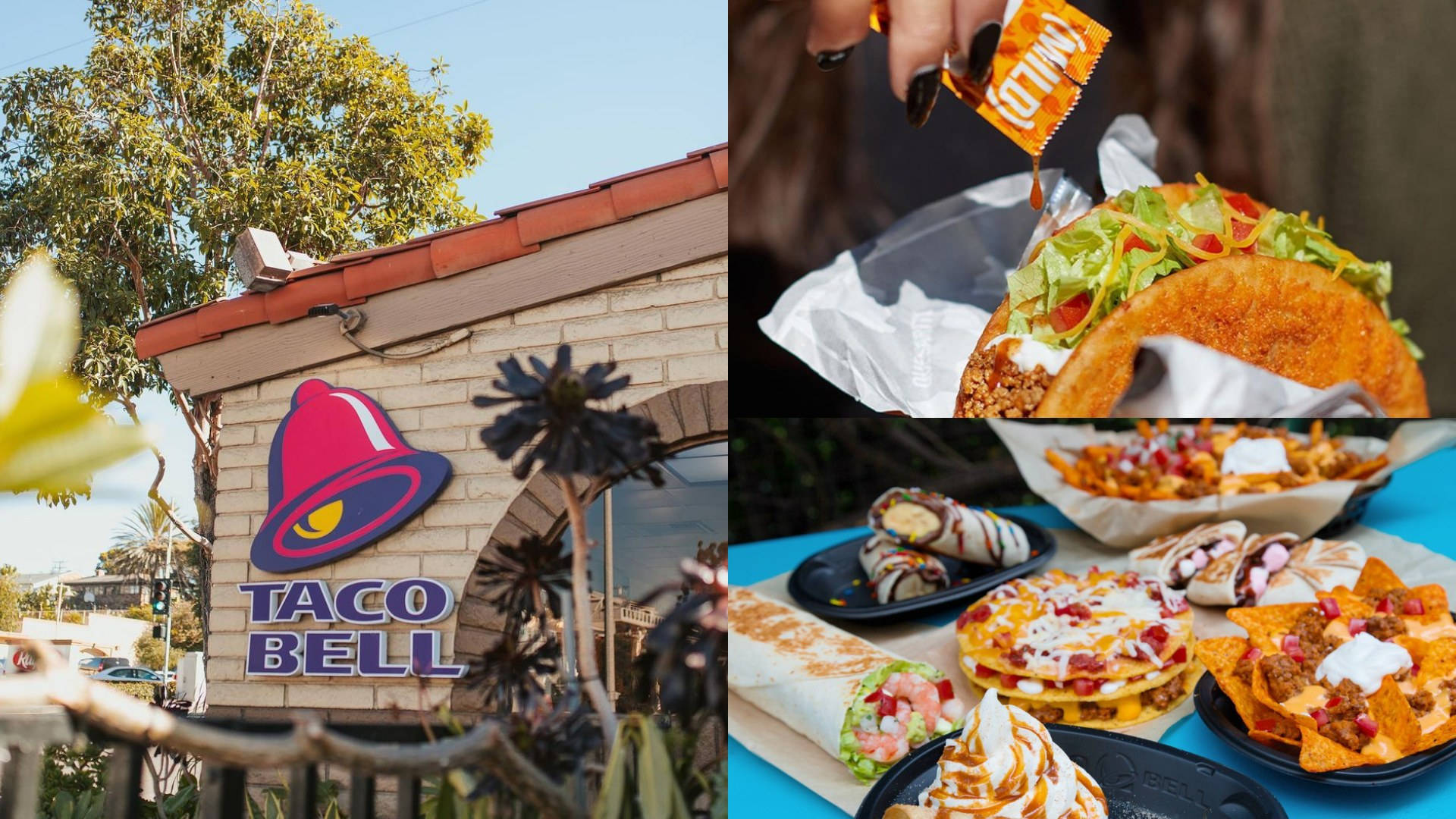 Taco Bell, restaurant exterior, tacos, Full HD Desktop Wallpaper
