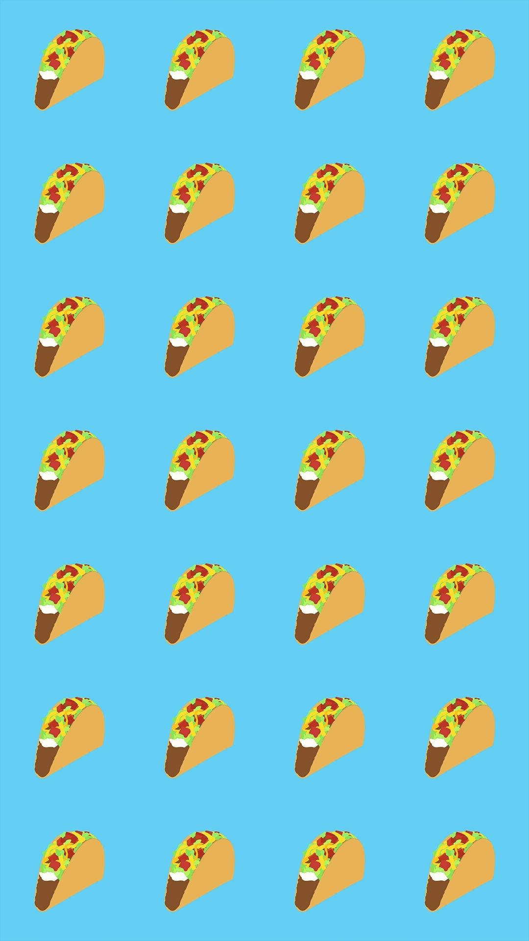 Mini Mexican Tacos, colorful cartoon tacos, solid blue background, Full HD Phone Wallpaper