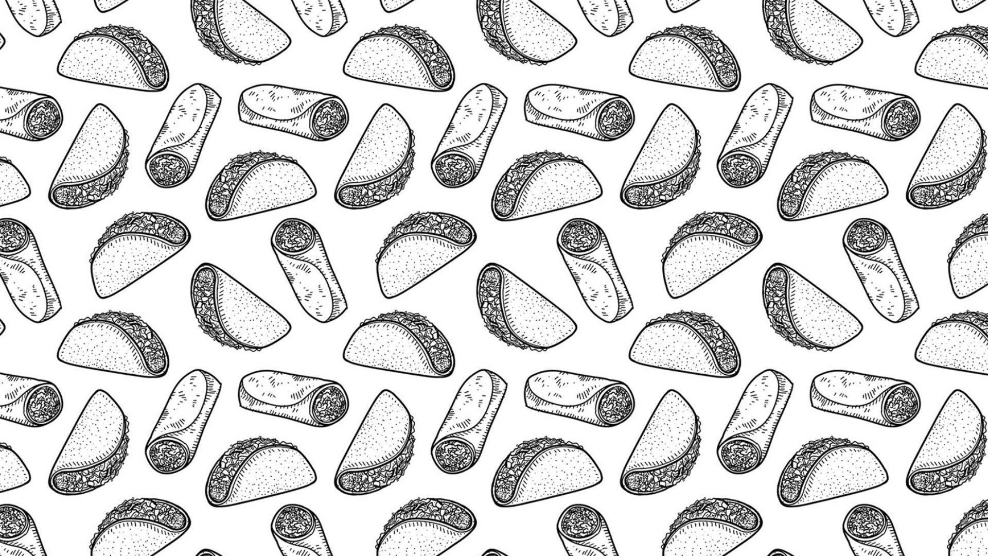 monochromatic, tacos, burritos, Full HD Desktop Wallpaper