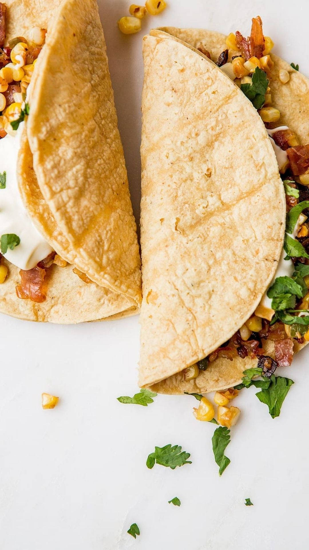 golden corn tortillas, savory ingredients, fresh cilantro, Full HD Phone Wallpaper