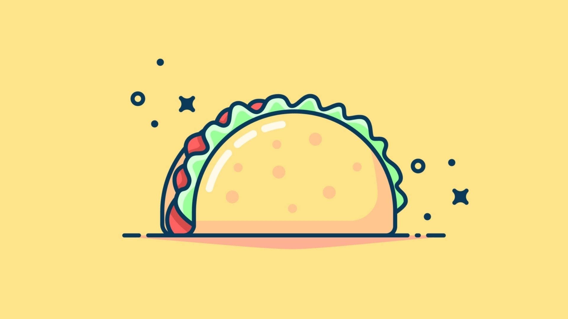 cute sparkling taco, colorful cartoon taco, lettuce, Full HD Desktop Wallpaper