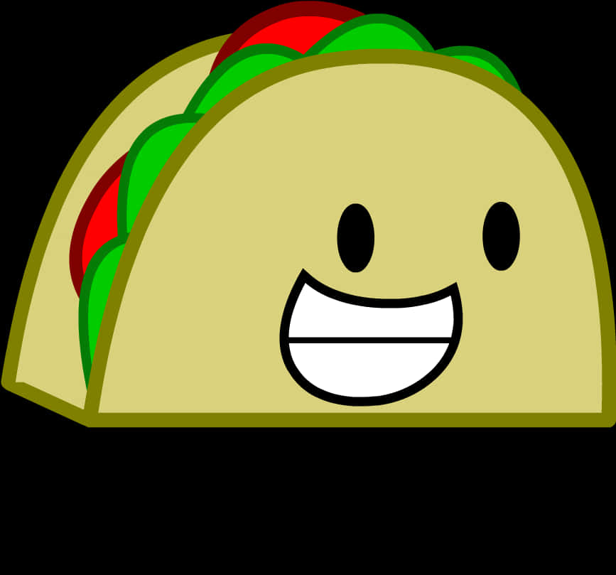 Happy Cartoon Taco, wide smile, bright green lettuce, SD Desktop Wallpaper