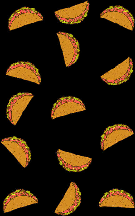 patterned taco design, green lettuce, pink meat, SD Phone Wallpaper