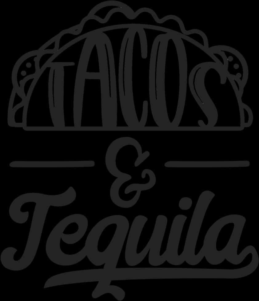 TACOS & Tequila, taco shell outline, monochrome logo, SD Phone Wallpaper