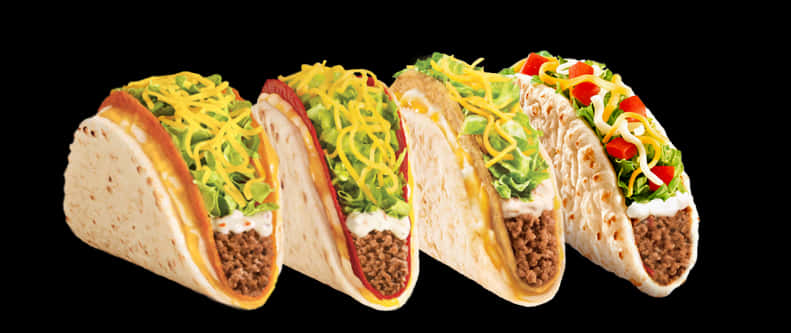 varietyof tacos, black background, soft tacos, SD Desktop Wallpaper