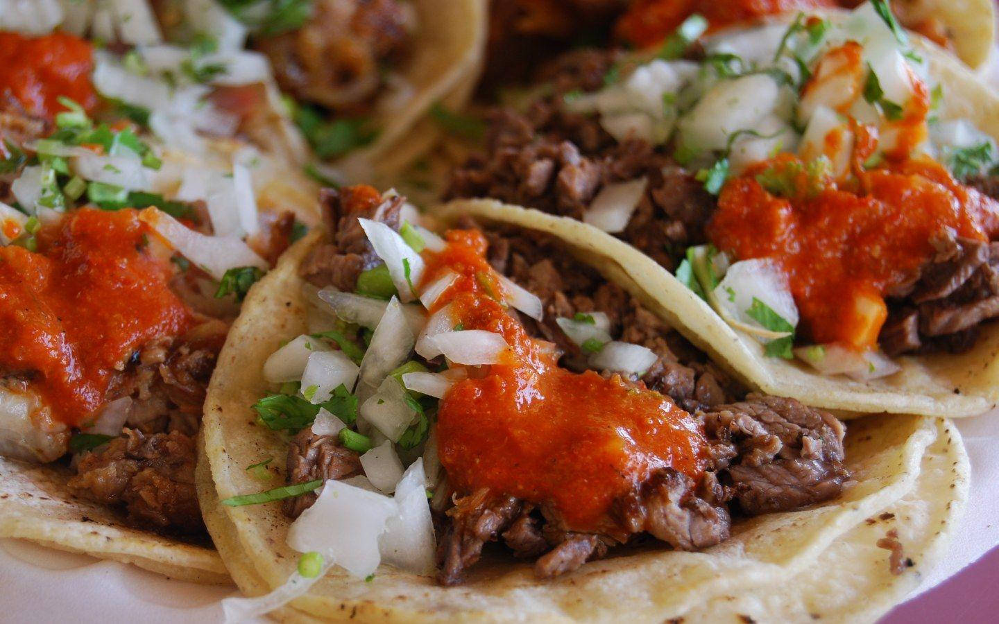 Tacos Al Pastor, spicy salsa, corn tortillas, HD Desktop Wallpaper