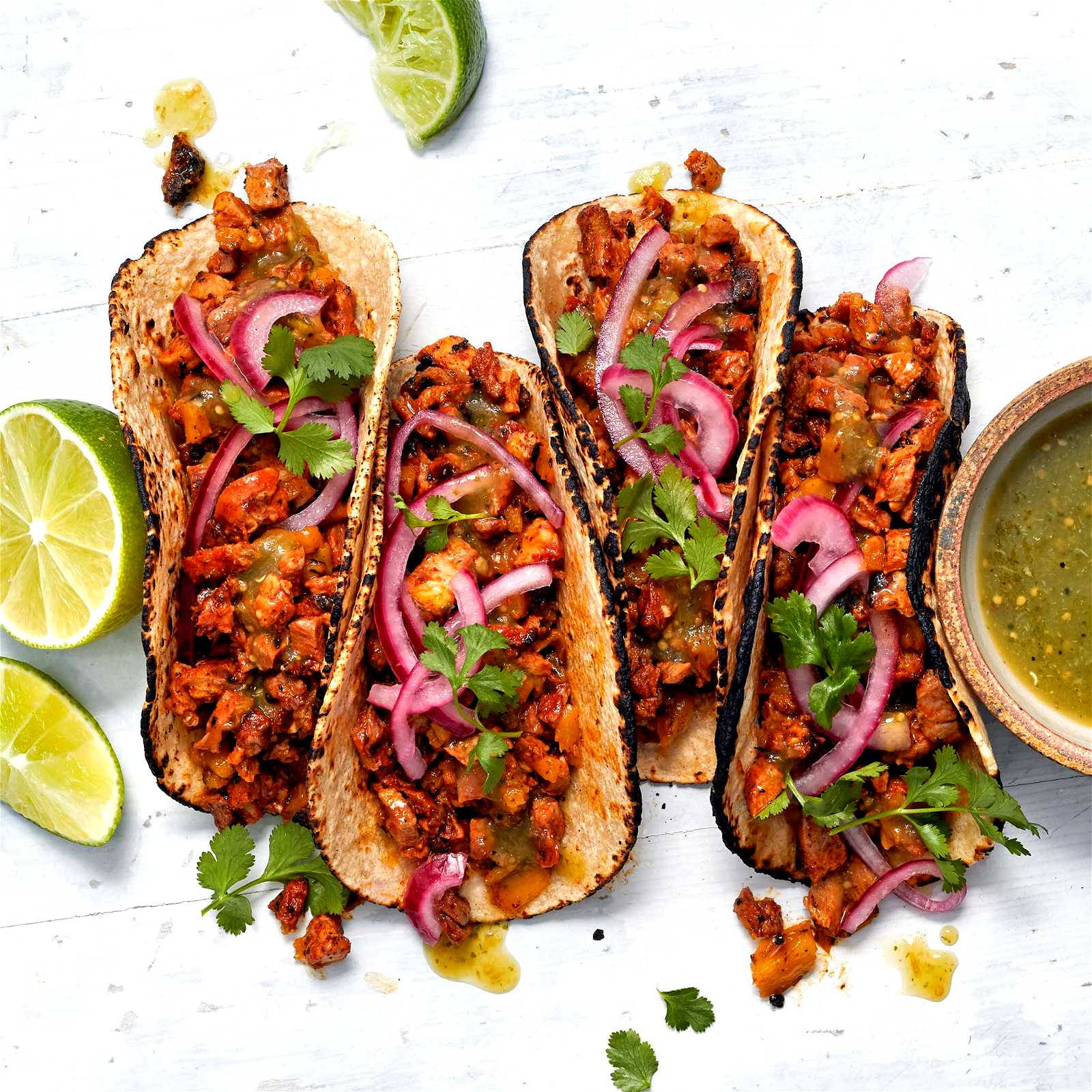 Tacos Al Pastor, grilled chicken tacos, pickled red onions, HD Desktop Wallpaper