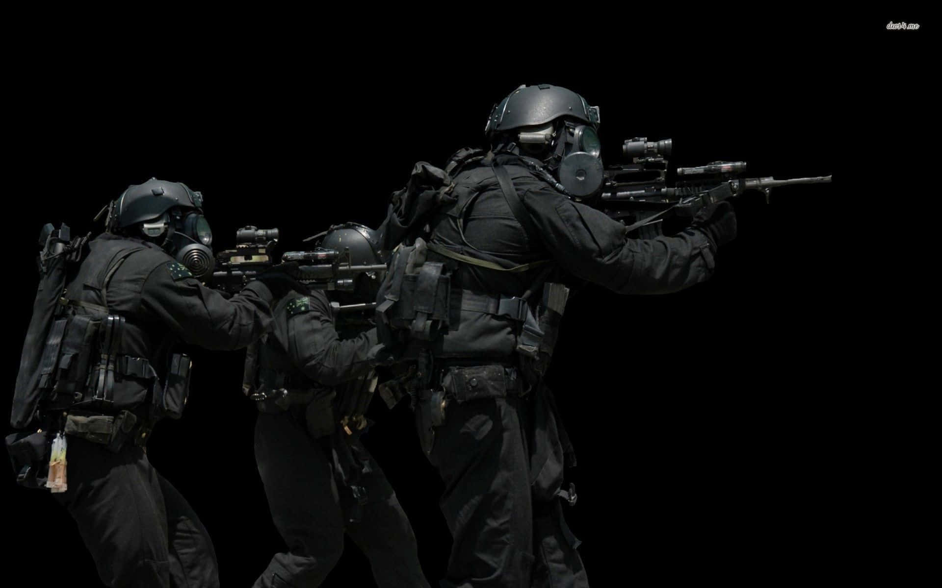 tactical, soldiers, black uniforms, Full HD Desktop Wallpaper