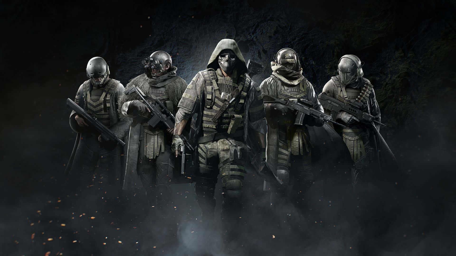 tactical gear, armed police officers, dark smoky environment, Full HD Desktop Wallpaper