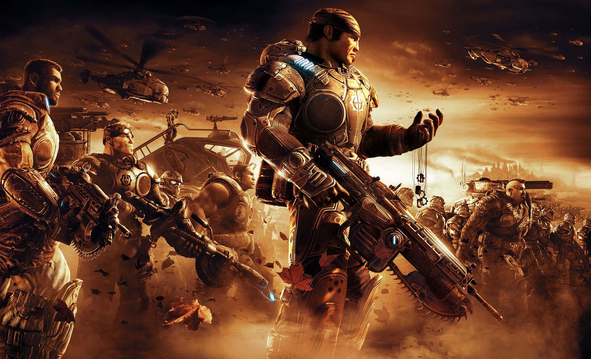 Tactical Warfare Strategy, heavily armored soldiers, dusty battlefield, Full HD Desktop Wallpaper