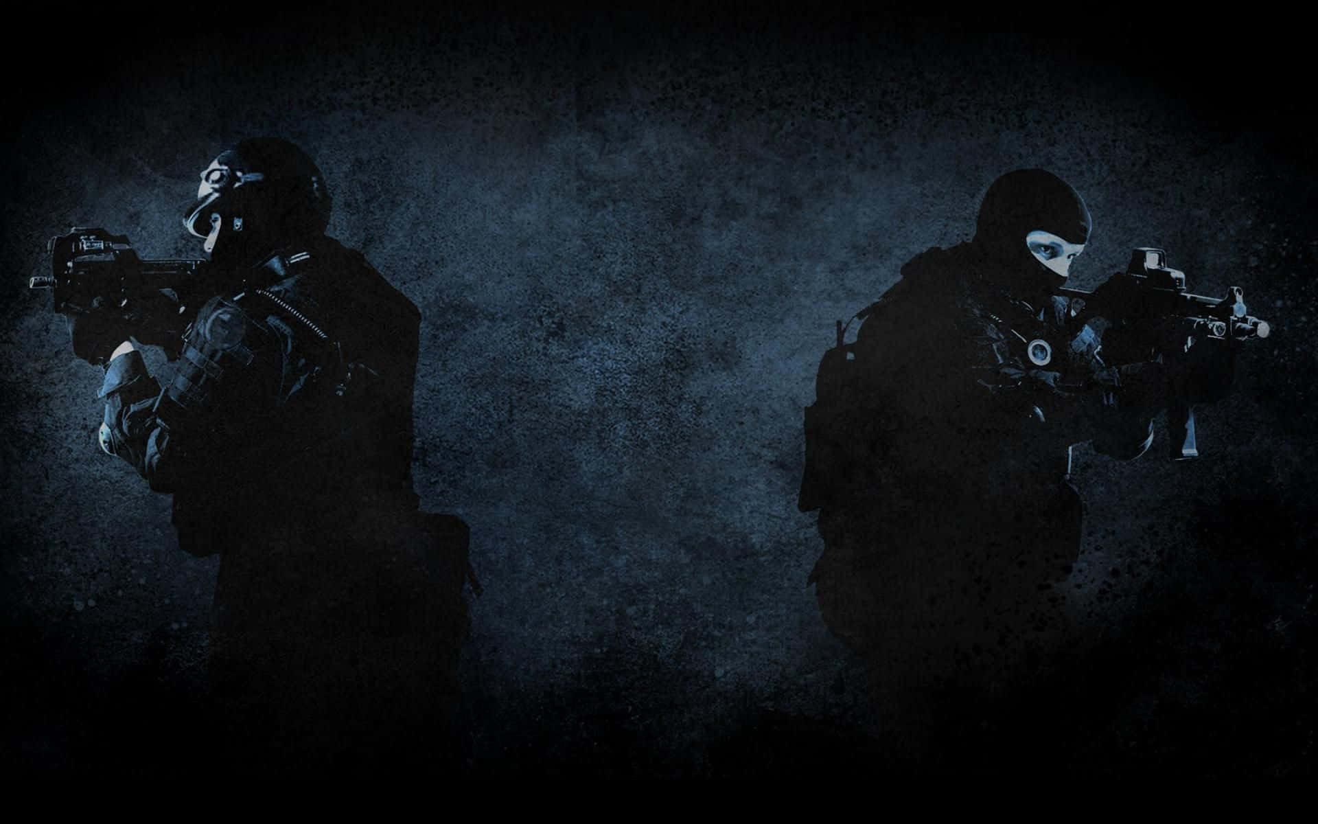 tactical soldiers, dark gear, gritty blue-black textured wall, Full HD Desktop Wallpaper
