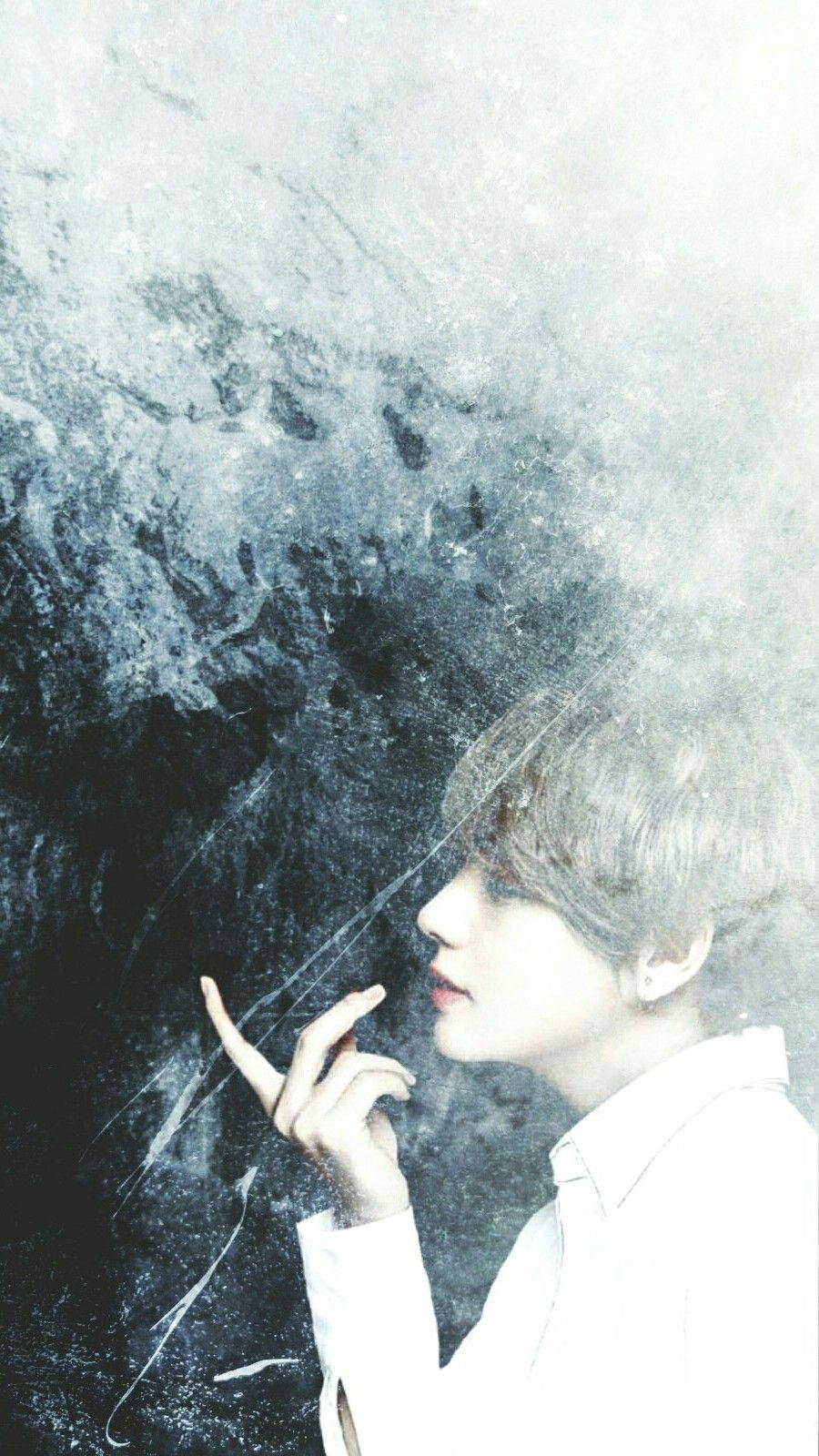 Taehyung Cute, grungy portrait, white shirt, HD Phone Wallpaper