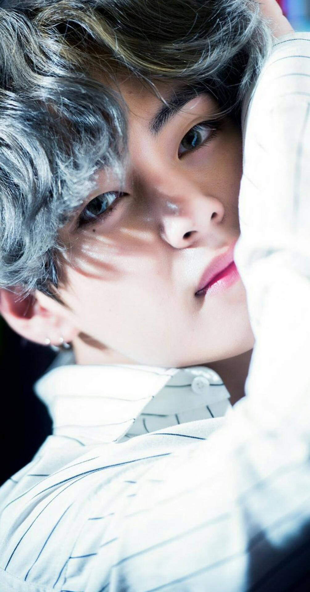 Taehyung, silver hair, intense eyes, Full HD Phone Wallpaper