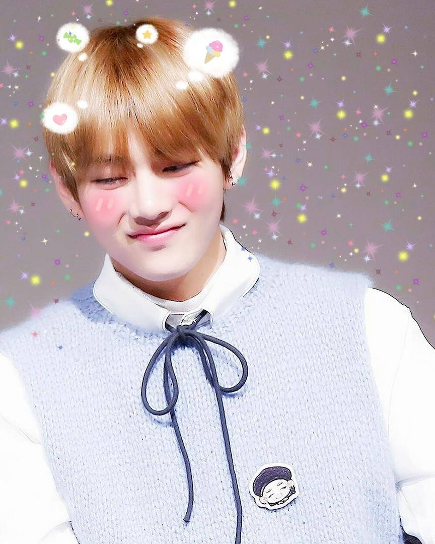 Taehyung, blonde hair, rosy cheeks, SD Phone Wallpaper