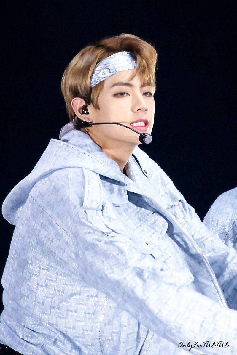 Taehyung, bandana, light blue jacket, SD Phone Wallpaper