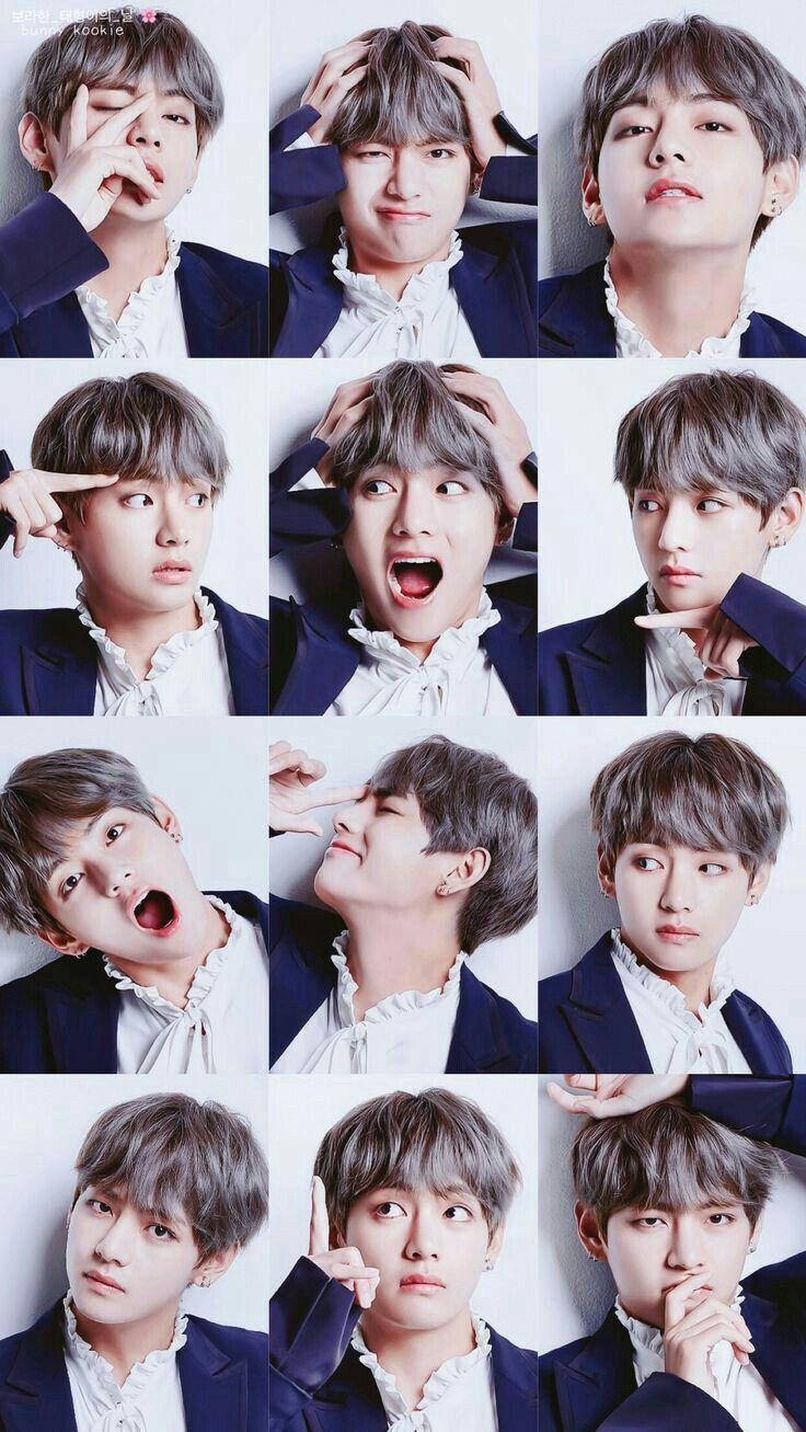 Taehyung, gray hair, dark blazer, HD Phone Wallpaper