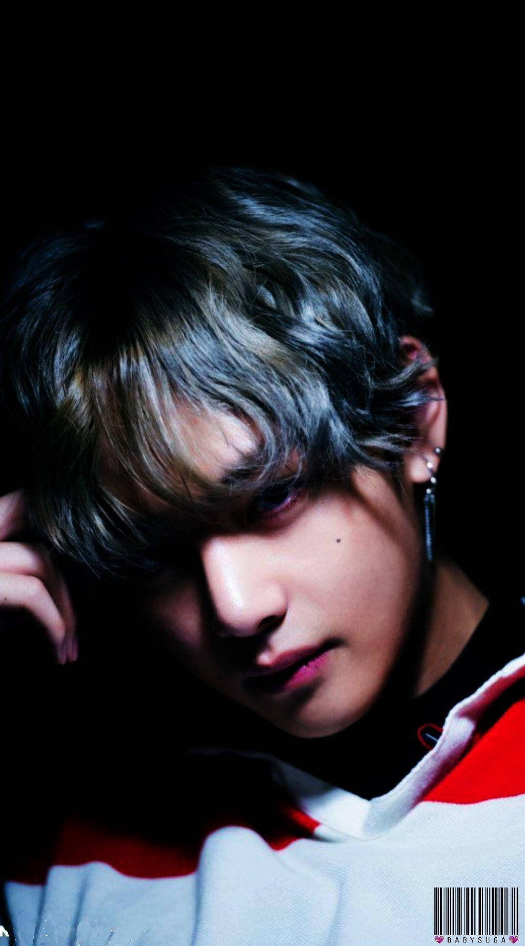 Taehyung, silver hair, red lips, HD Phone Wallpaper