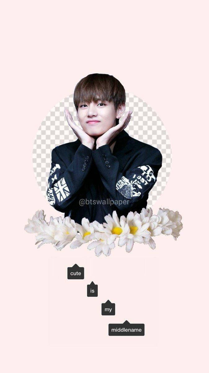 Taehyung, flower design, black jacket, SD Phone Wallpaper