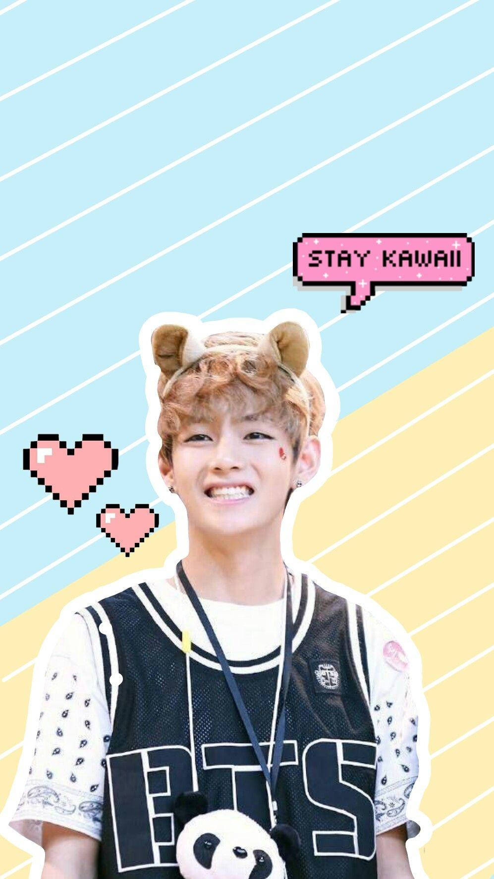 Taehyung, bear ears, panda plush, HD Phone Wallpaper