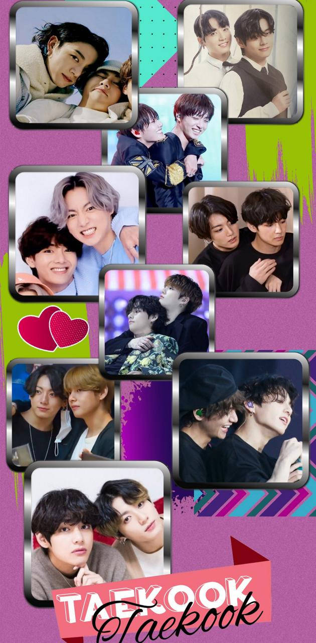 Taekook BTS, Y2K, photo collage, HD Phone Wallpaper