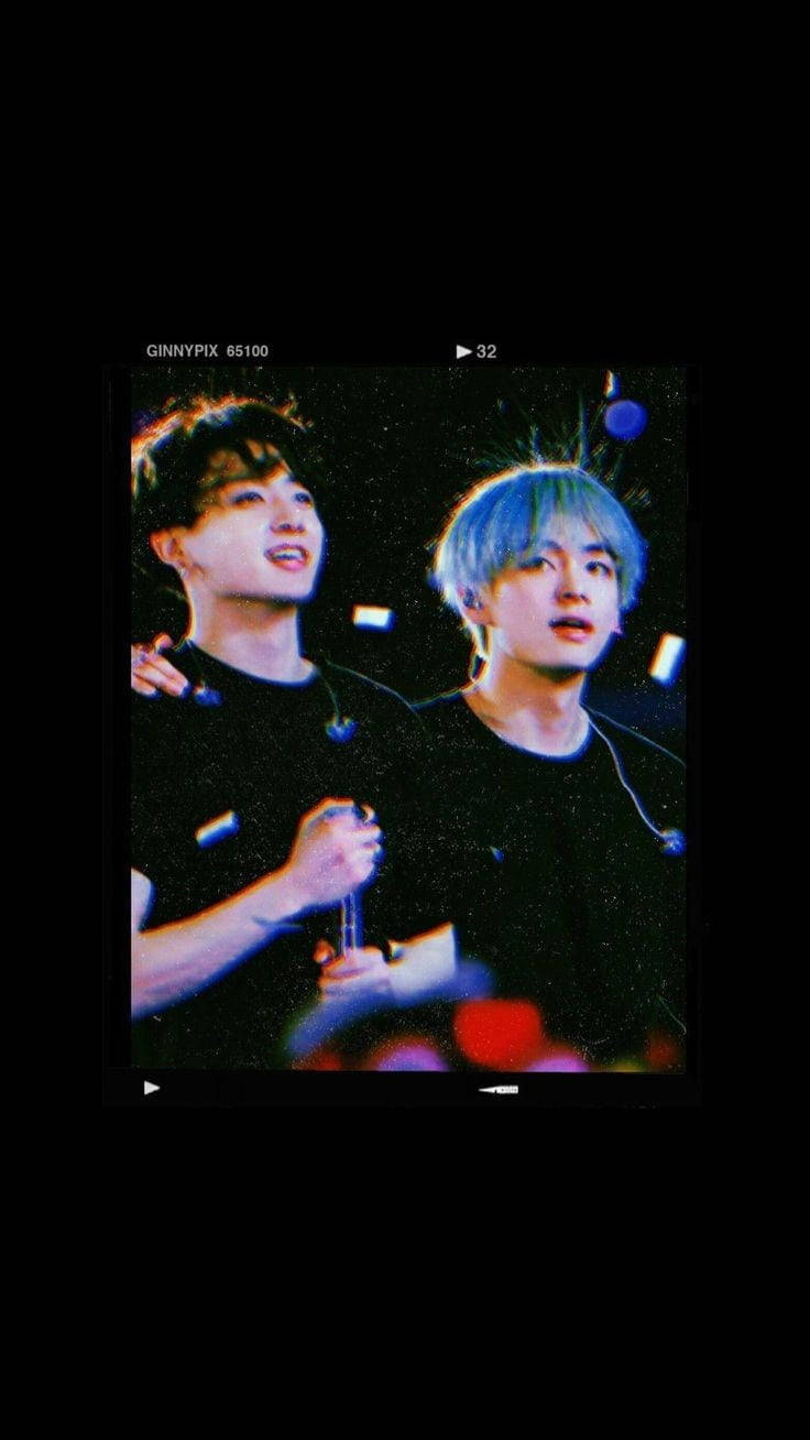 Taekook BTS, black film aesthetic, vibrant hair colors, HD Phone Wallpaper