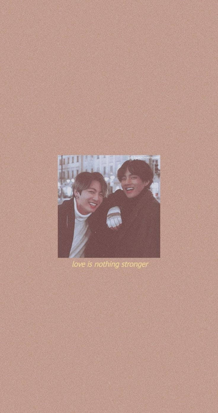 Taekook BTS, vintage photo, muted pink textured background, HD Phone Wallpaper