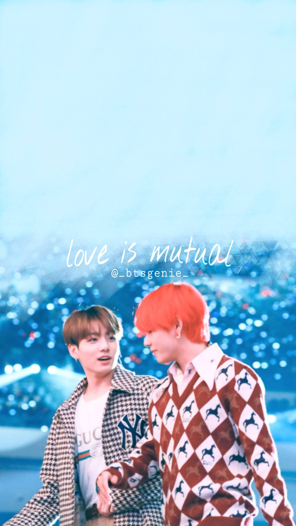 Taekook BTS, sparkling blue stage backdrop, glowing lights, Full HD Phone Wallpaper