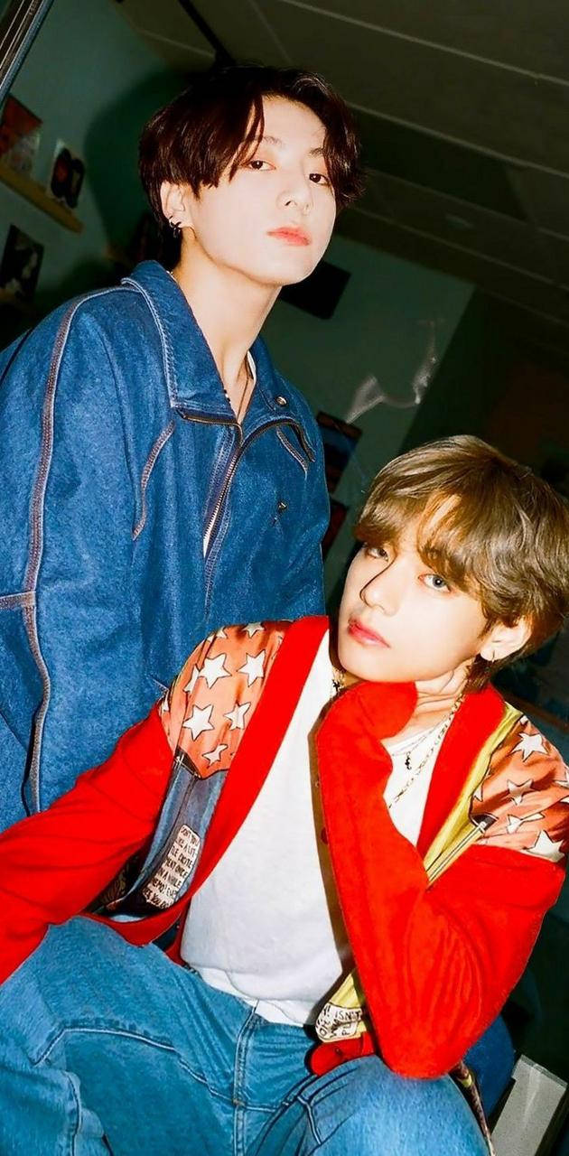 Taekook, BTS, denim jacket, HD Phone Wallpaper