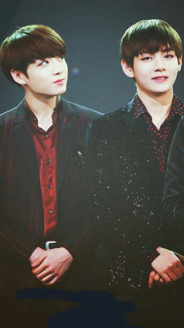Taekook BTS, black red suit, dark suits, HD Phone Wallpaper