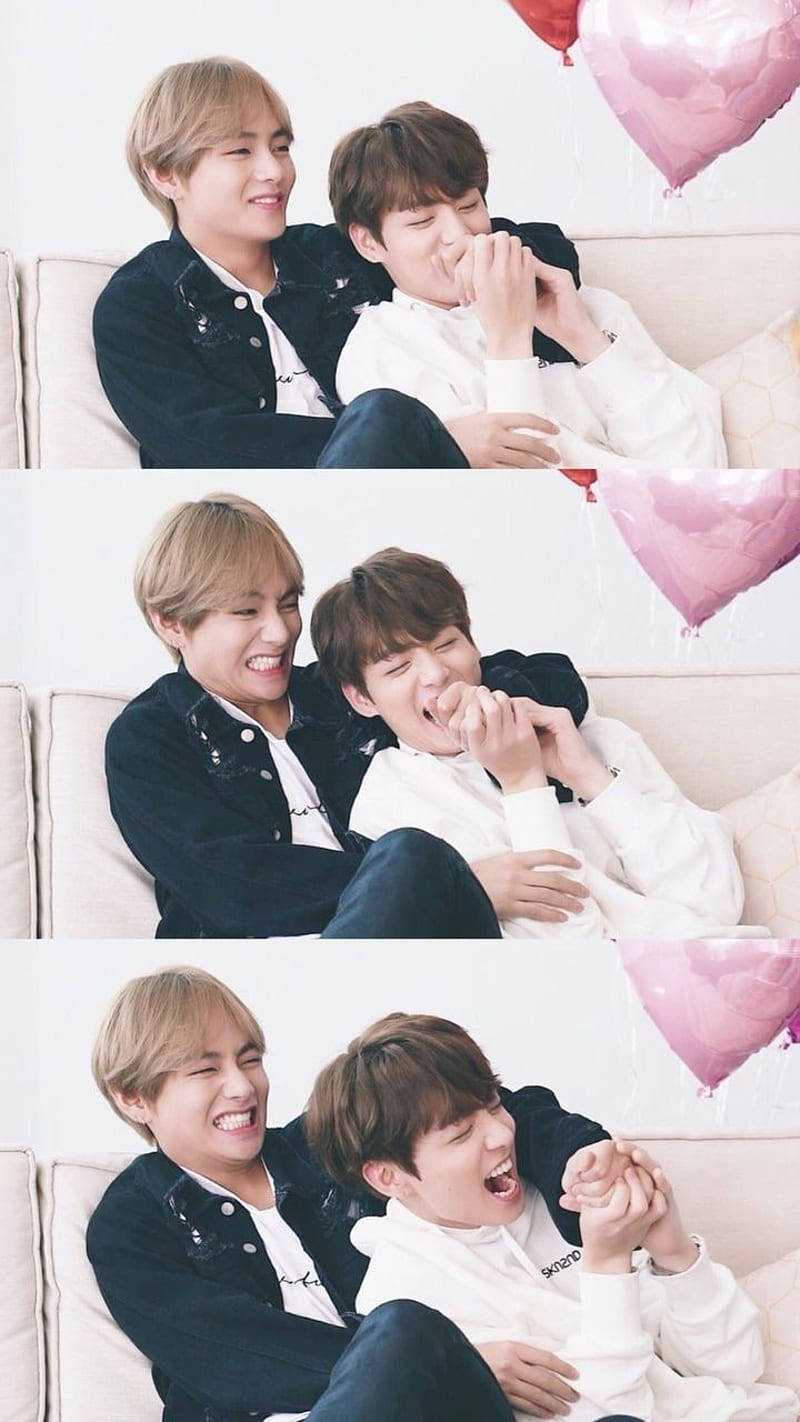 Taekook, BTS, couch, HD Phone Wallpaper