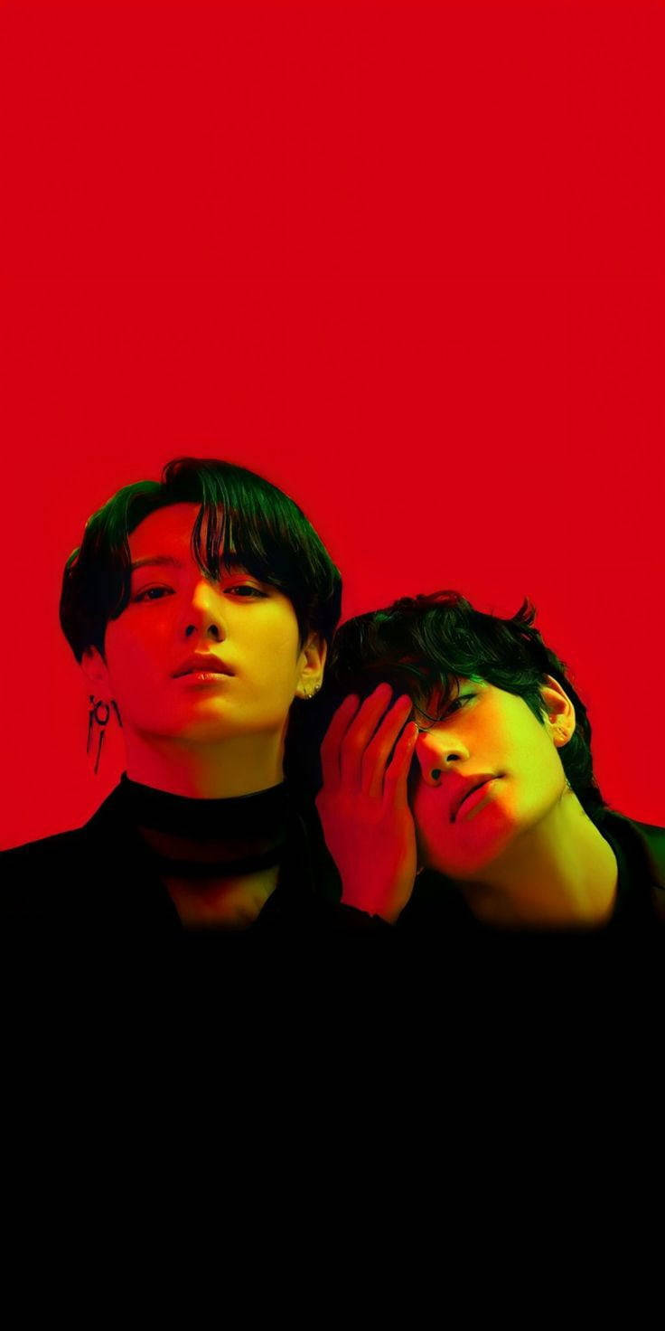 Taekook BTS, red, black, HD Phone Wallpaper