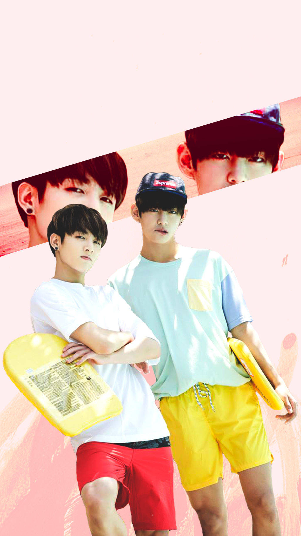 Taekook, BTS, pink summer, HD Phone Wallpaper