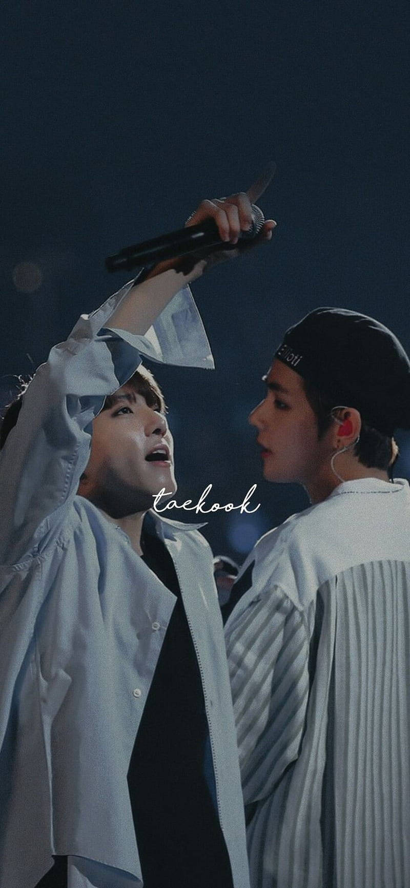 Taekook BTS, dark blue, stage lights, HD Phone Wallpaper
