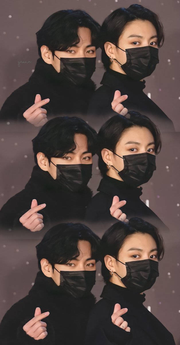 Taekook BTS, black masks, black turtlenecks, SD Phone Wallpaper