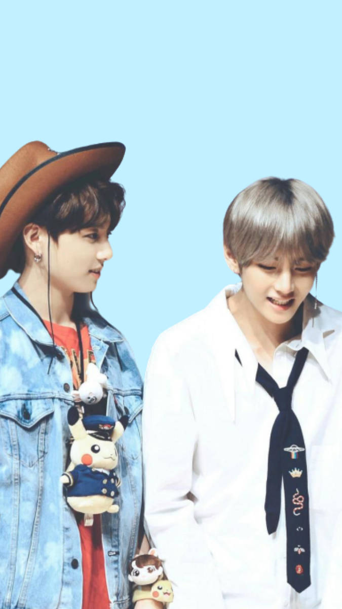 pastel blue, Taekook BTS, plush toys, SD Phone Wallpaper