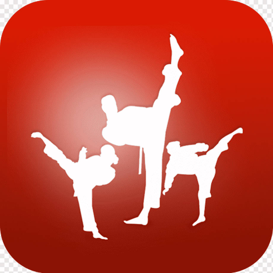 red gradient background, white silhouettes, martial artists, SD Desktop Wallpaper
