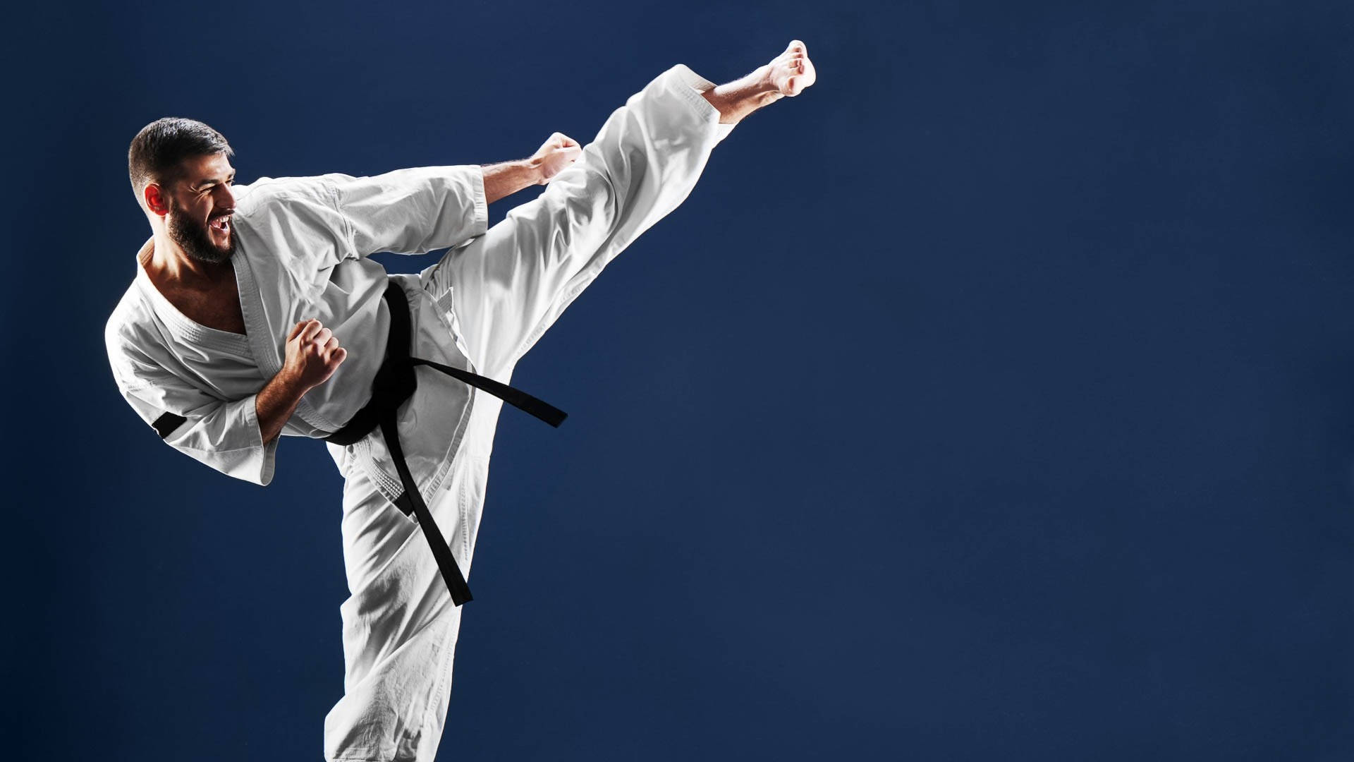 taekwondo player, black belt, high kick, Full HD Desktop Wallpaper