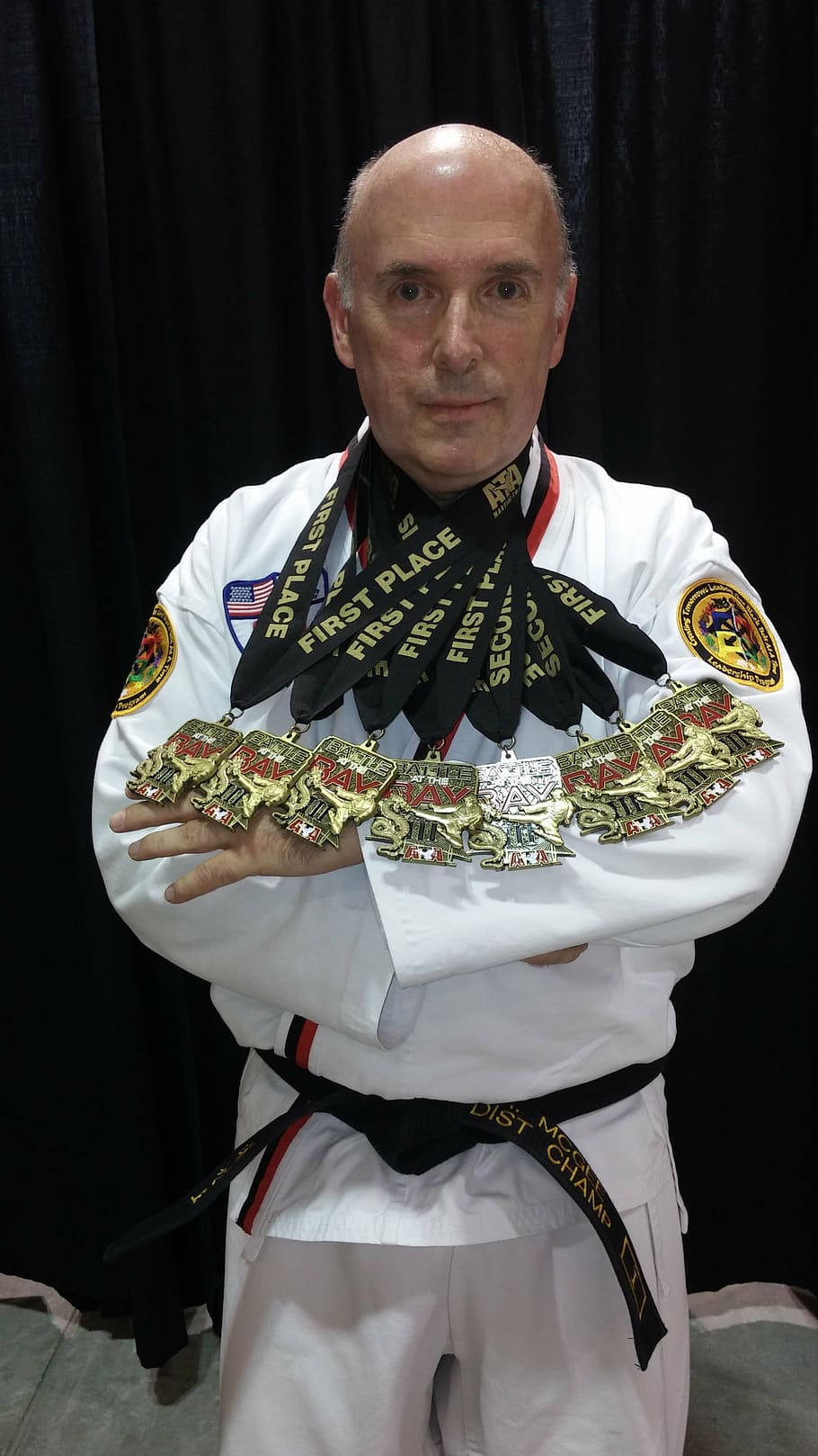 Taekwondo, bald martial artist, white gi, HD Phone Wallpaper
