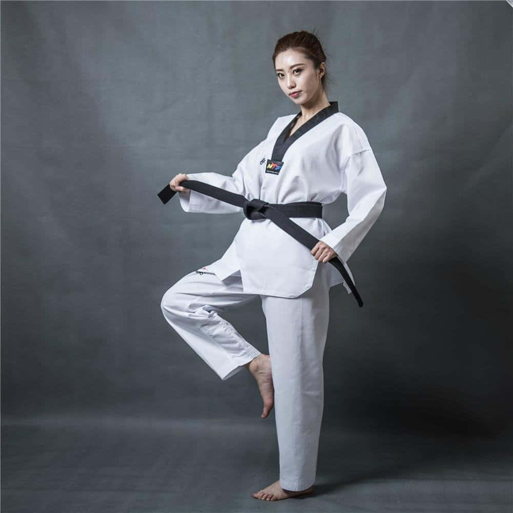 white dobok, black belt, high kick, SD Desktop Wallpaper