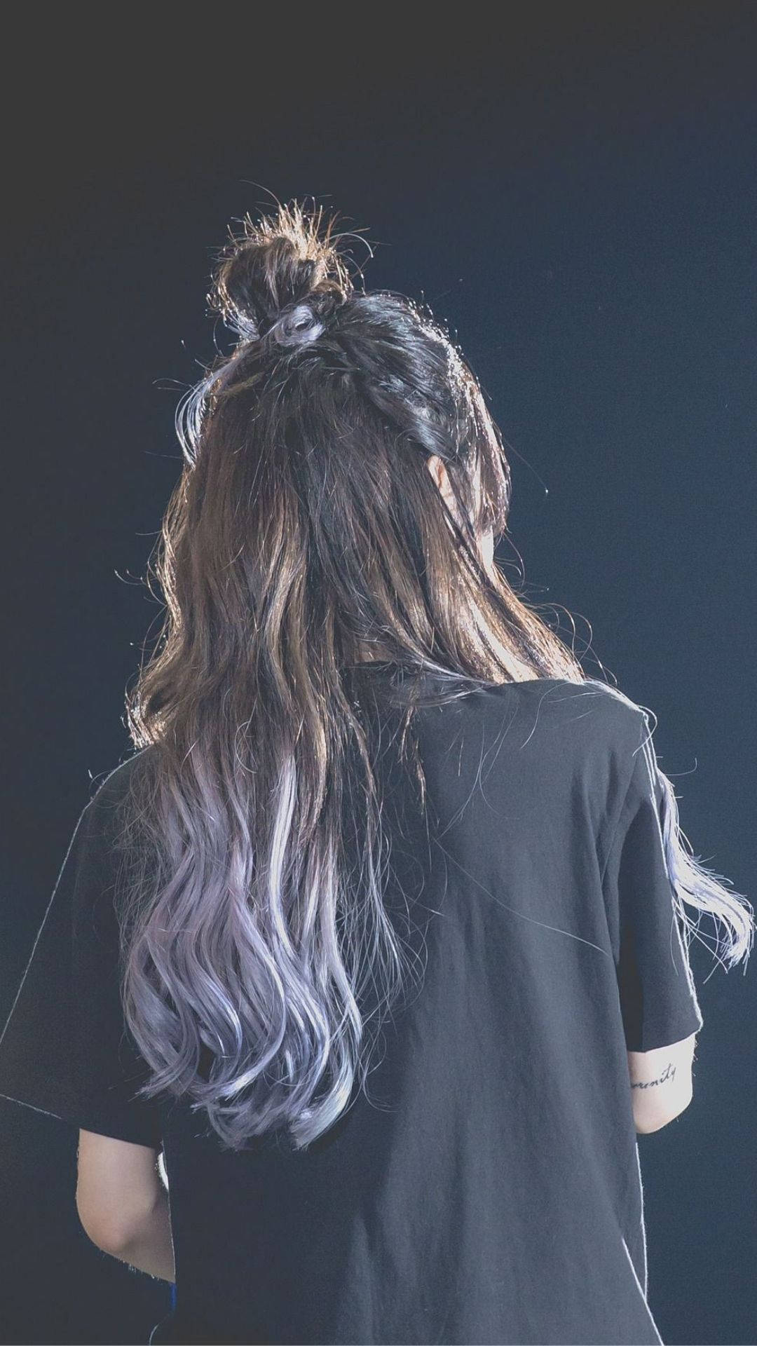 Taeyeon, long ombre hair, messy bun, Full HD Phone Wallpaper