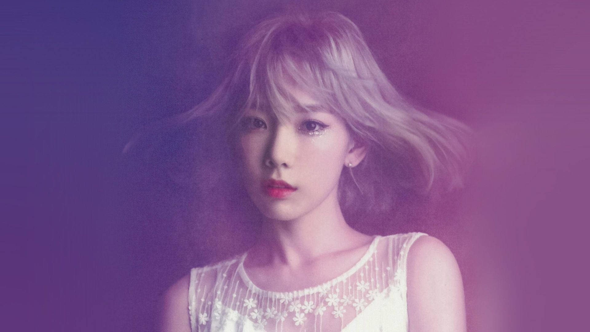 Taeyeon, blonde hair, red lips, Full HD Desktop Wallpaper